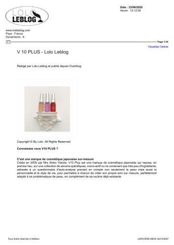 Lolo Le Blog - Juin 2020 - V10 Plus 