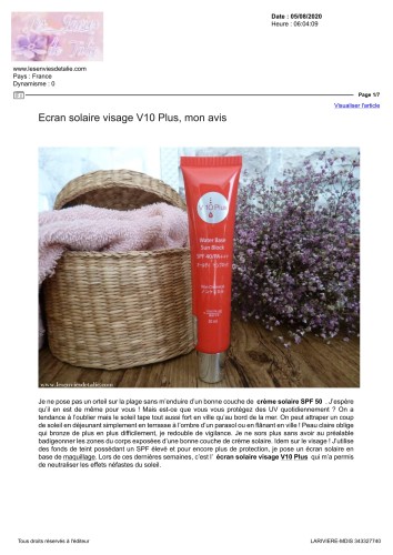 Les Envies de Tali - Aout 2020 - Sun Bloc V10 Plus 
