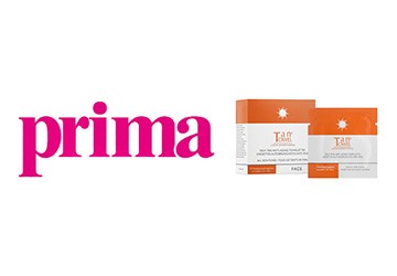 Lingettes auto-bronzantes TanTowel pour le visage paru dans Prima - Avril 2023
